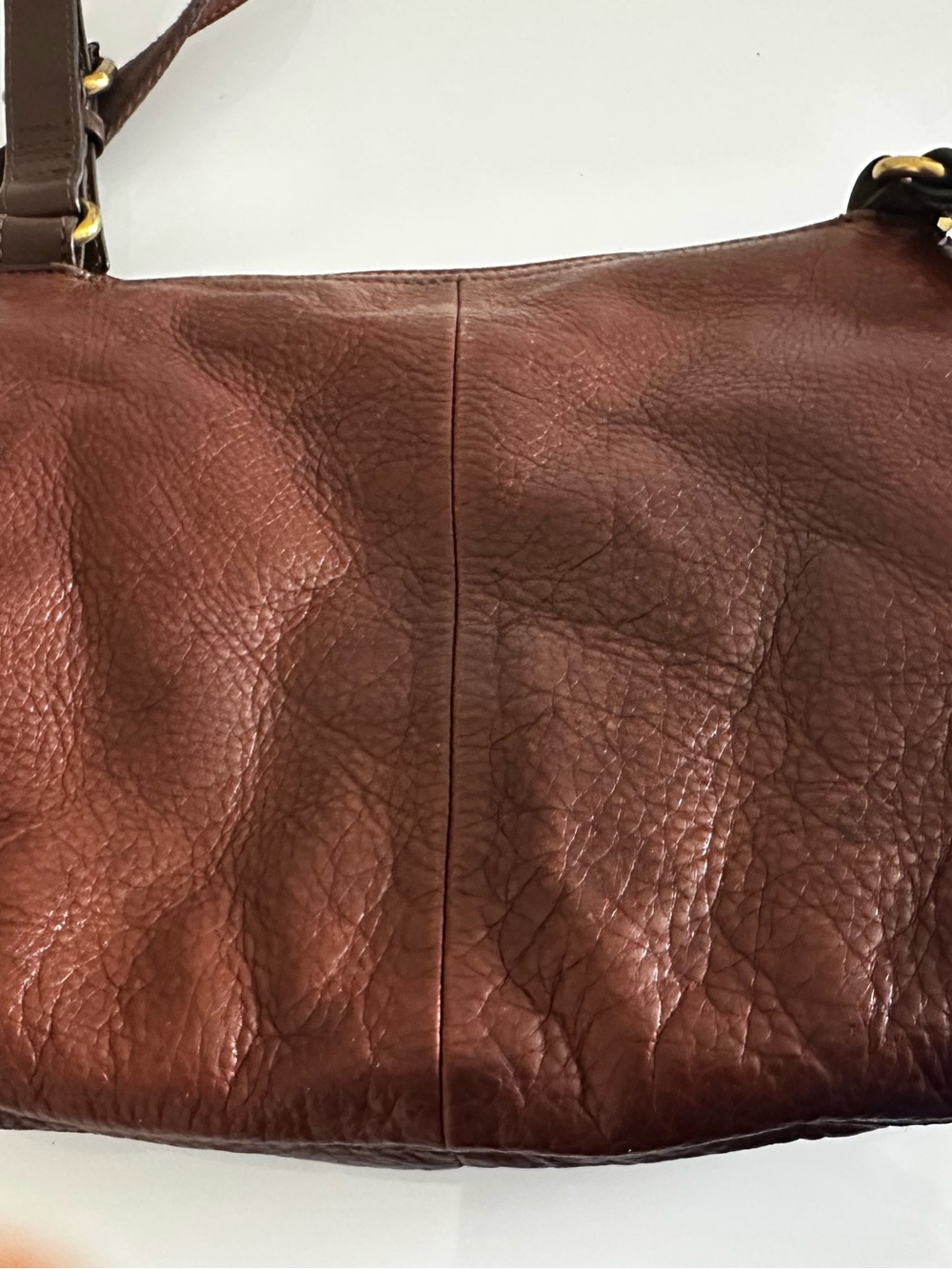 Fossil Brown/Burgandy Leather Crossbody Bag with Front Zip Pockets - Picture 6 of 12
